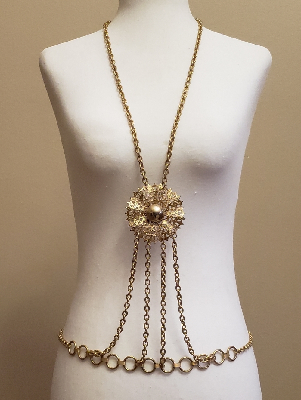 Gold-brushed Vintage Body Chain